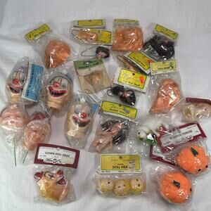 Vintage Doll Making Heads Clowns Santa Mrs Claus Angel Doll Heads VTG Doll